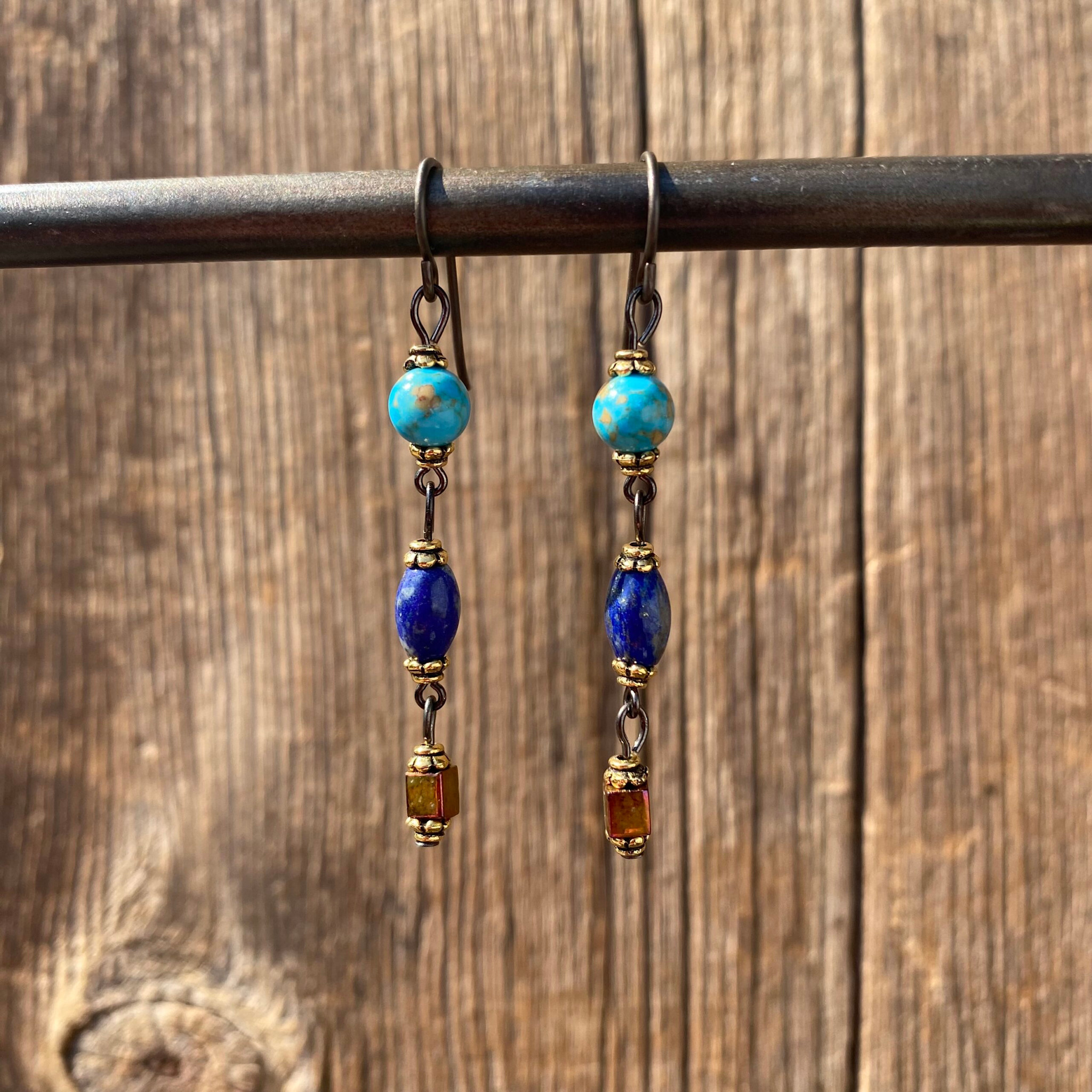 cool water jewelry EW806-193 Earrings: Earth Wind Fire Swing Gemstone
