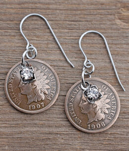 cool water jewelry EW792 Earrings: Native American Penny Rhinestone cool water jewelry EW792 Earrings: Native American Penny Rhinestone