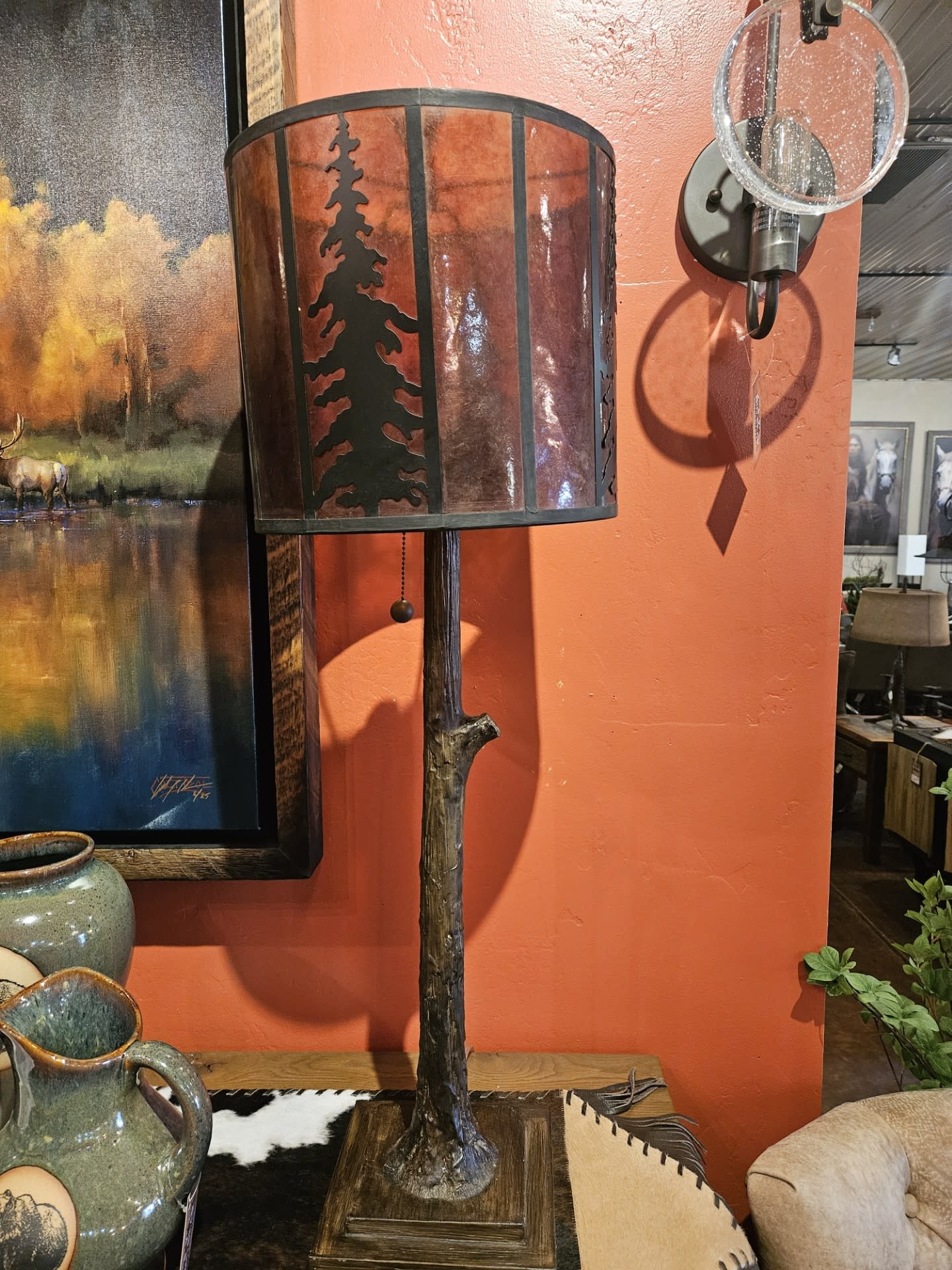 Crestview Rowan Oak Buffet Table Lamp 38"H