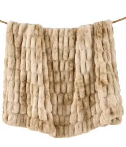 Hiend Ruched Rabbit Throw  50x80 - CREAM