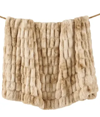 Hiend Ruched Rabbit Throw  50x80 - CREAM