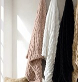 Hiend Ruched Rabbit Throw 50x60-BLACK