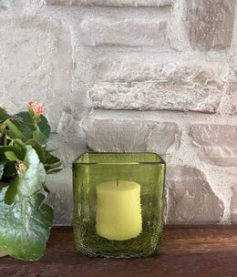 Artisans Crackled Glass Candleholder-SMALL 4.5x4.5x5H