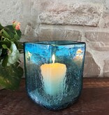 Artisans Crackled Glass Candleholder-MEDIUM 5x5x6H