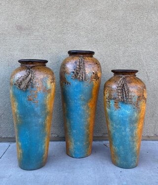 Artisans Mapa Azul Tibor Clay Vase-MEDIUM-12Diax30H