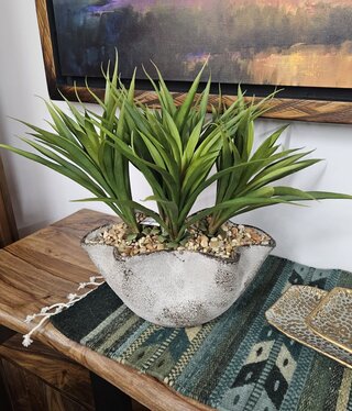 D&W Silks Lily Grass in Sm Luna Bowl