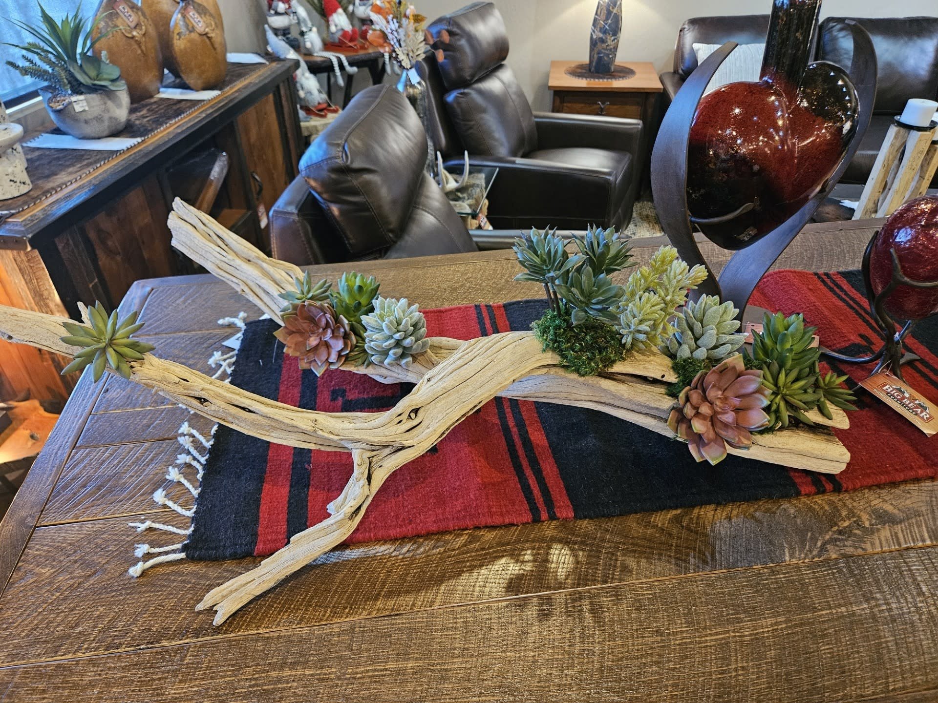 D&W Silks Mixed Succulents on Ghostwood Log 32Lx19Wx10H