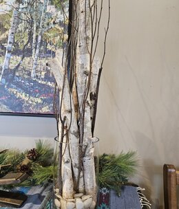 D&W Silks Maisel Birch Poles & Tops in Glass Vase