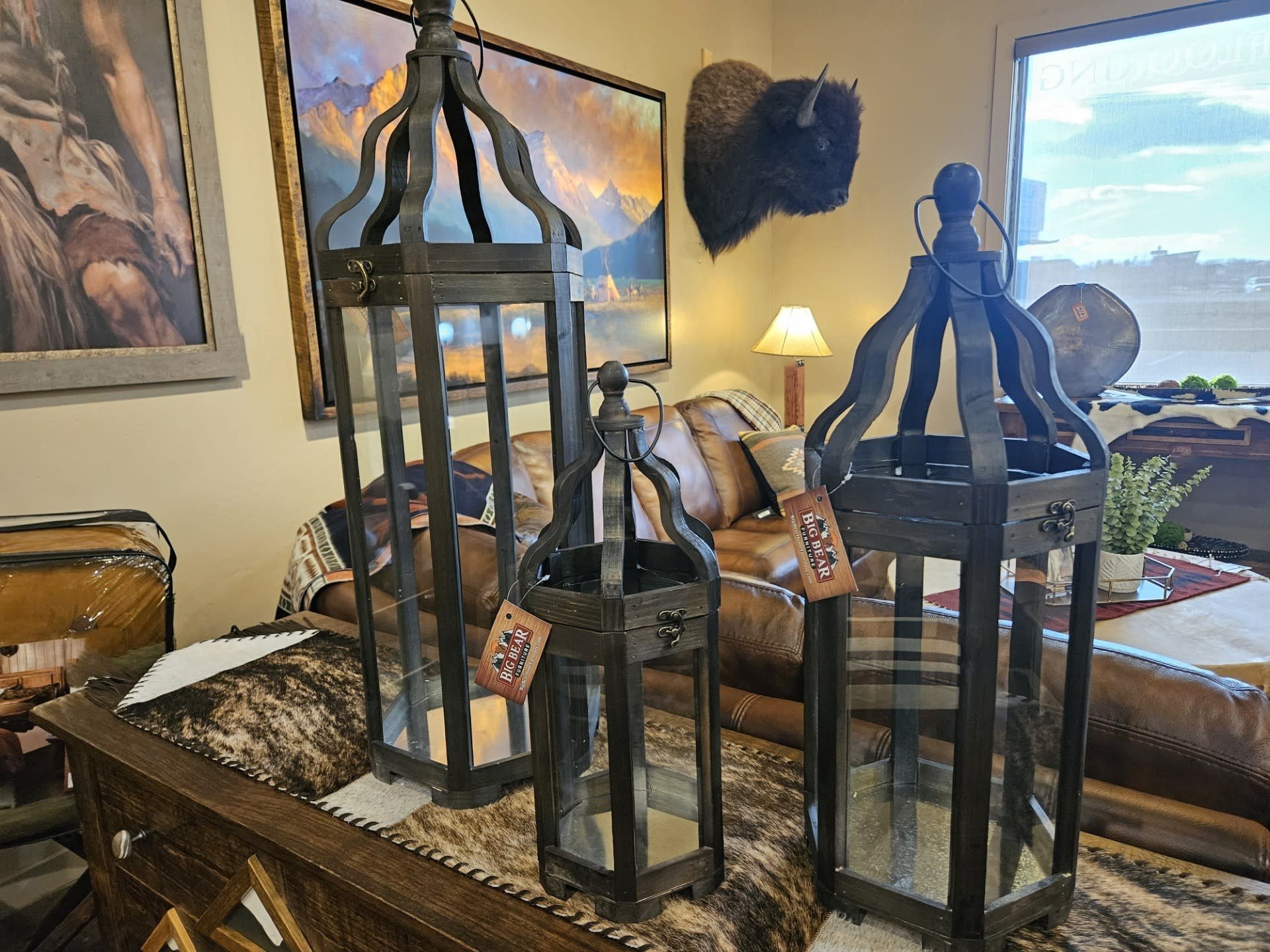 Melrose Wood/Iron Lantern-LARGE-36H