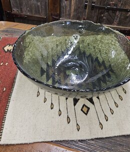 Uttermost Veridian Shimmer Bowl 16 Diam x 6H