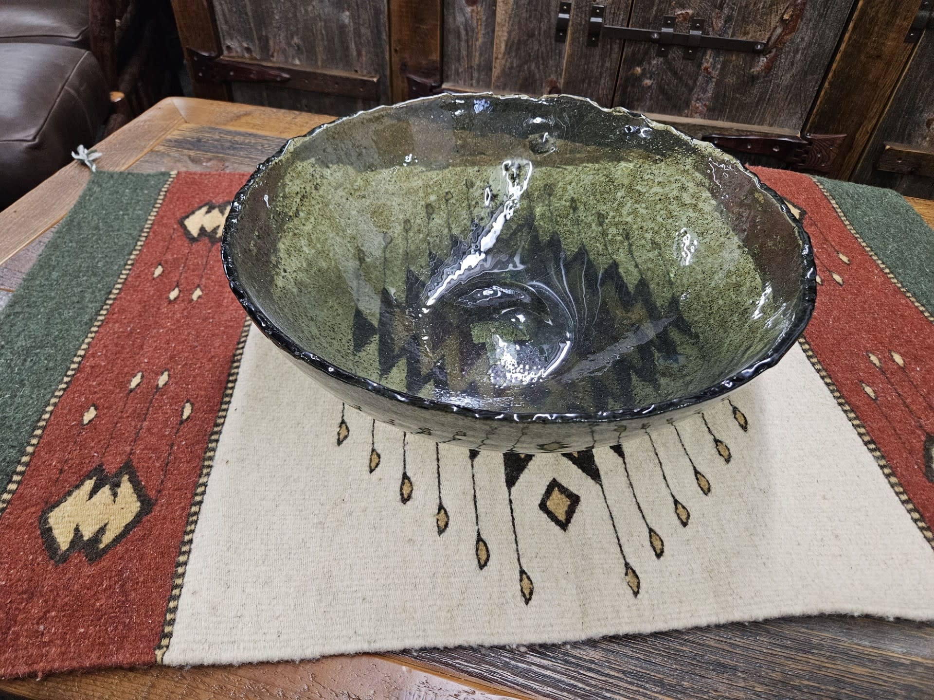 Uttermost Veridian Shimmer Bowl 16 Diam x 6H