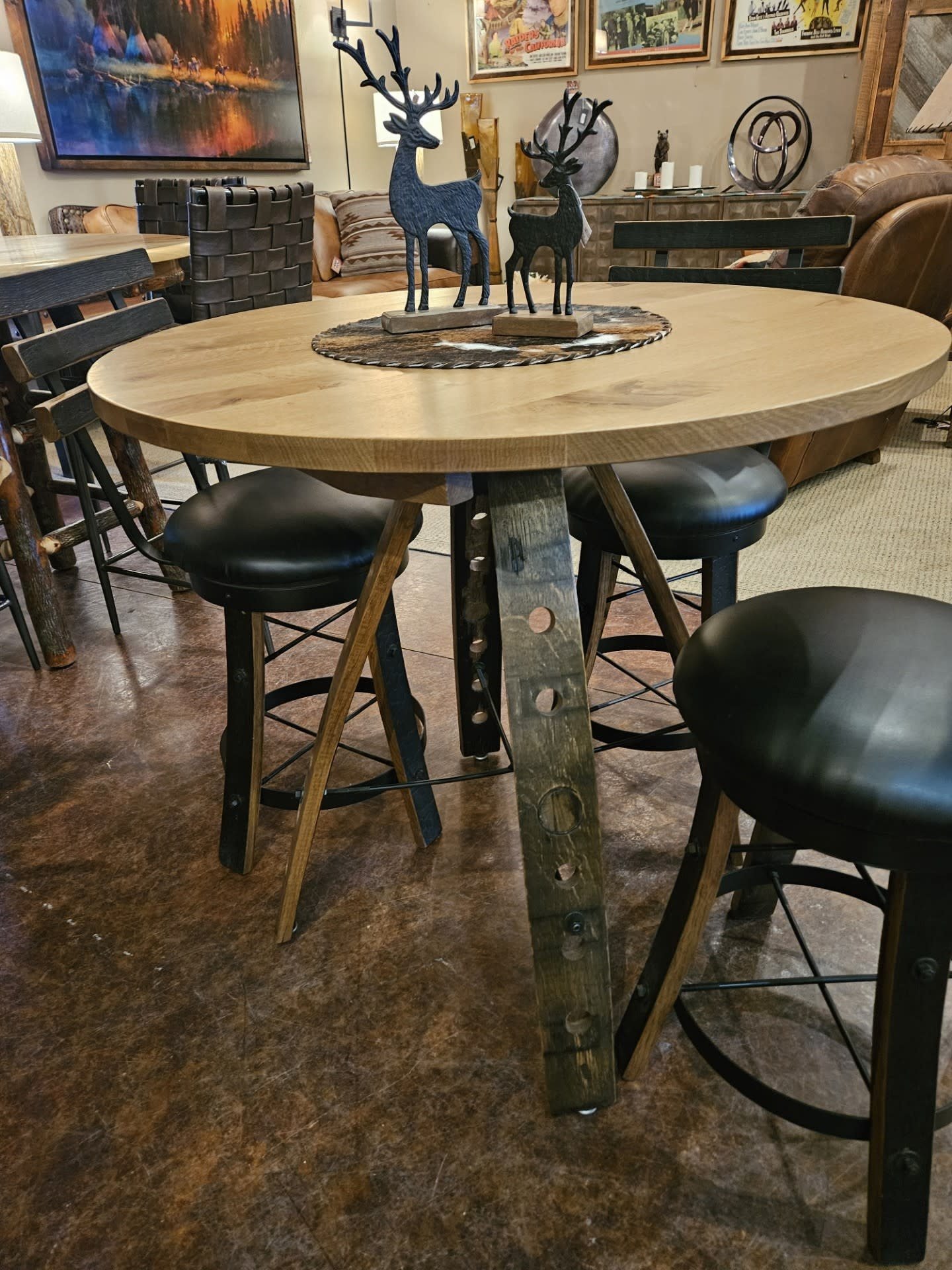 ALBC Stave Counter Height Table 35"Dia x 35.5"H