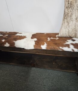 silvercreek Cowhide Stamped Leather Bench w/Shelf 60W x 14D x 19H
