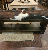 silvercreek Cowhide/Stamped Leather Bench w/Shelf 48W x 13D x 19H