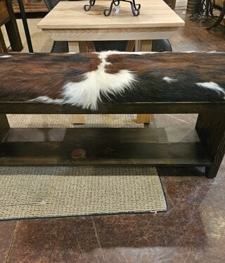 silvercreek Cowhide/Stamped Leather Bench w/Shelf 48W x 13D x 19H