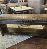 silvercreek Cowhide/Stamped Leather Bench w/Shelf 48W x 13D x 19H