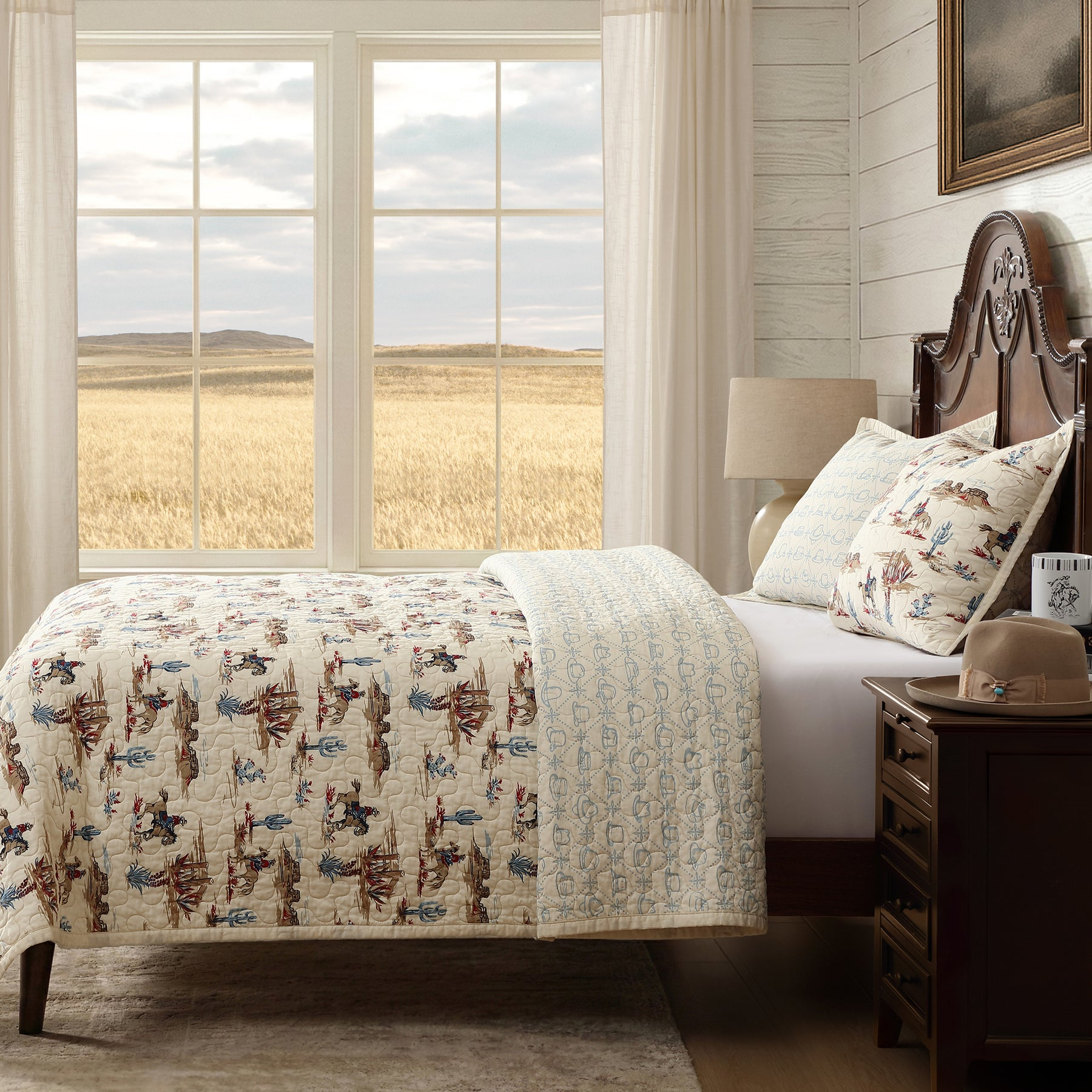 Hiend Desert Trail Rev 3pc Quilt Set, KING Sandstone