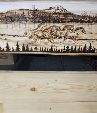 MCE Industries Custom Live Edge Bench with Artwork