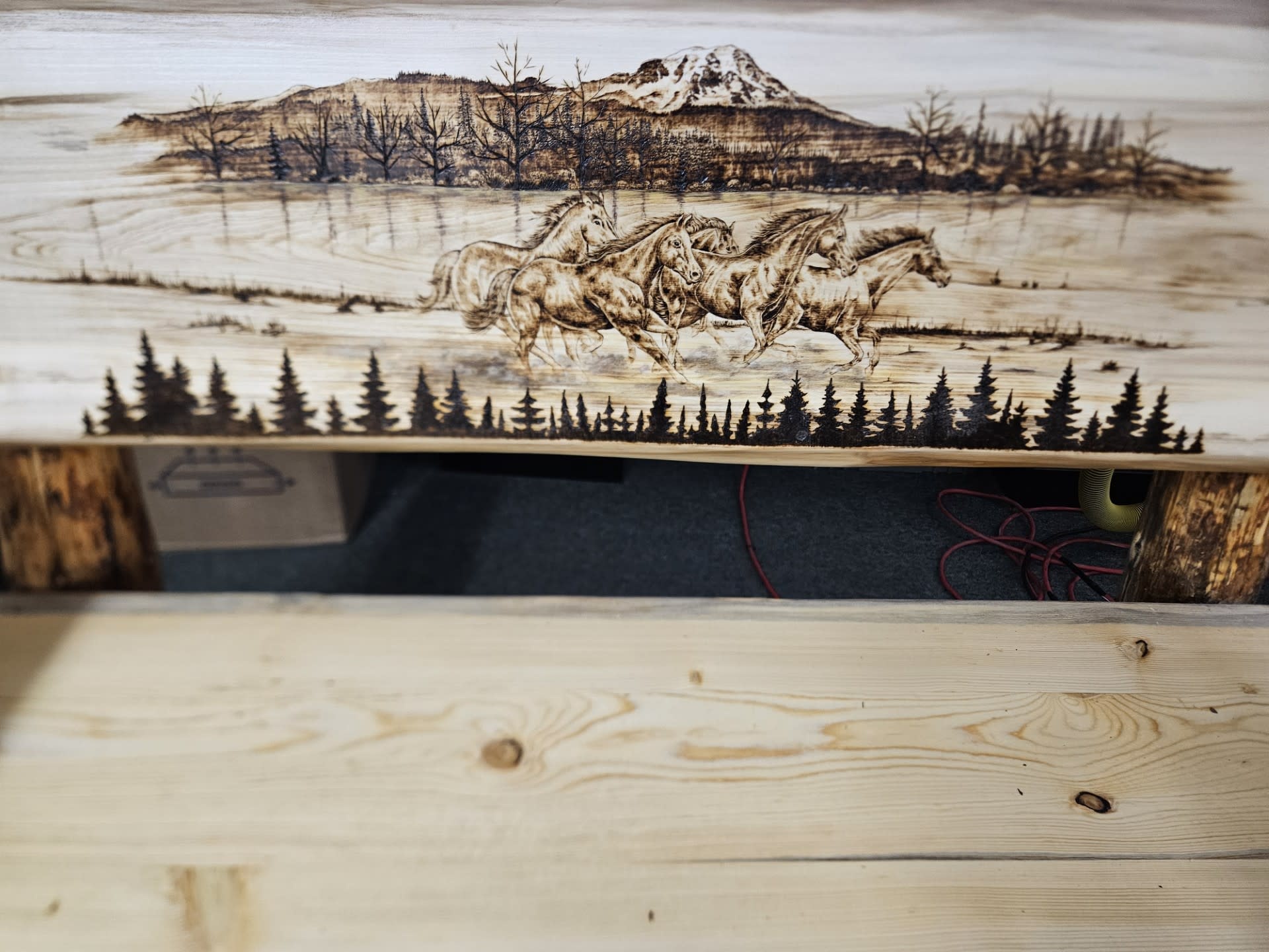 MCE Industries Custom Live Edge Bench with Artwork