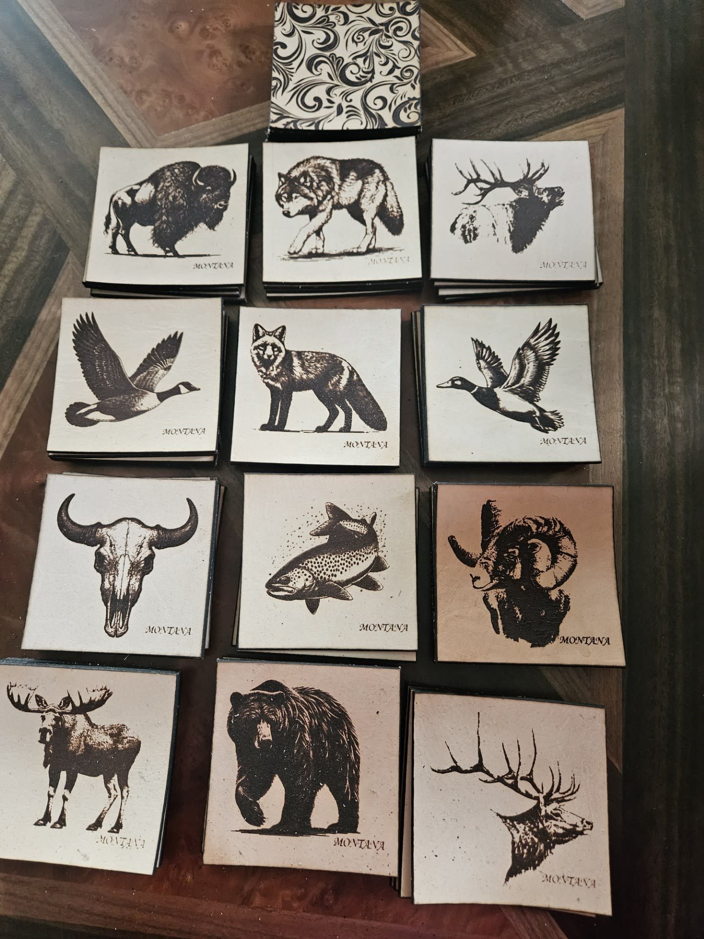 Pioneer Leather Coaster with Animals