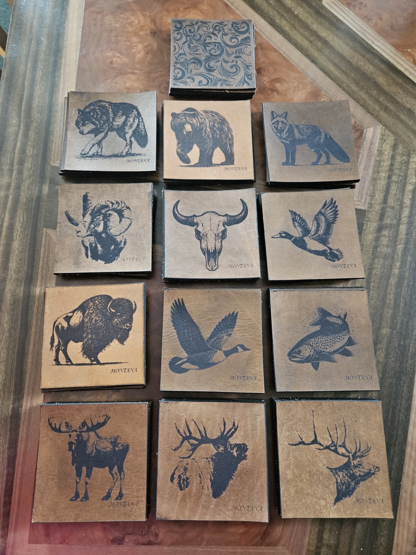 Pioneer Leather Coaster with Animals