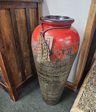 Artisans Tibor Red/Gray Clay Vase - LARGE******