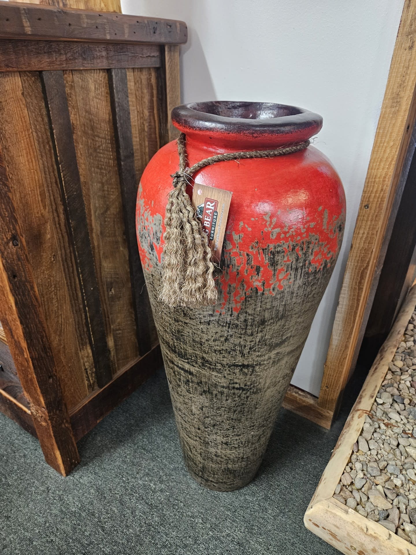 Artisans Tibor Red/Gray Clay Vase - LARGE******