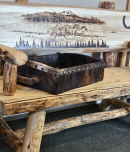 MCE Industries Large Cowhide Tray with Handles 28x17x5.5H