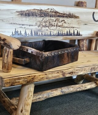 MCE Industries Large Cowhide Tray with Handles 28x17x5.5H