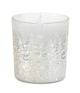 Melrose Winter White Pine Trees Votive Holder 2.75D x 3H