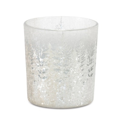 Melrose Winter White Pine Trees Votive Holder 2.75D x 3H
