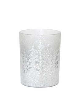 Melrose Winter White Pine Trees Candleholder Med 4D x 5H