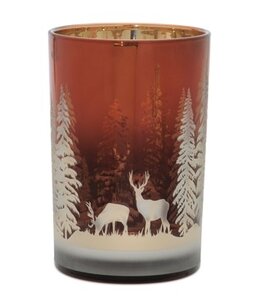 Melrose Amber Deer Candleholder Large 4.5D x 7H