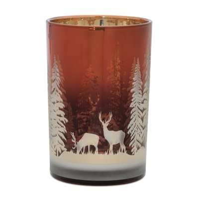 Melrose Amber Deer Candleholder Large 4.5D x 7H