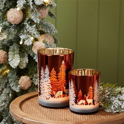 Melrose Amber Deer Candleholder Large 4.5D x 7H