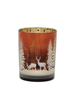 Melrose Amber Deer Candleholder Medium 4D x 5H