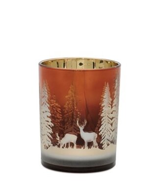 Melrose Amber Deer Candleholder Medium 4D x 5H