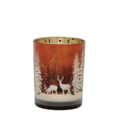 Melrose Amber Deer Candleholder Medium 4D x 5H