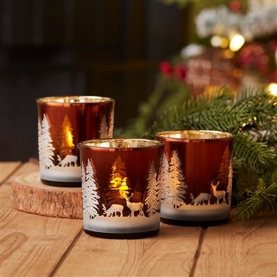 Melrose Amber Deer Votive Holder 3D x 3H