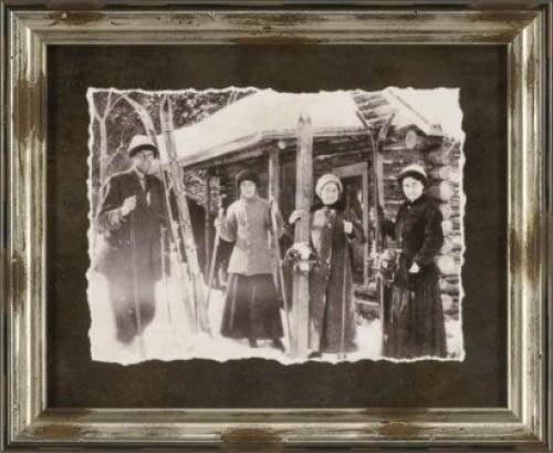 TAC Vintage Ski Lodge III (Skiers at Cabin)