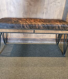 Co-Katie Cowhide/Metal/ Wood Bench  41x13x20H