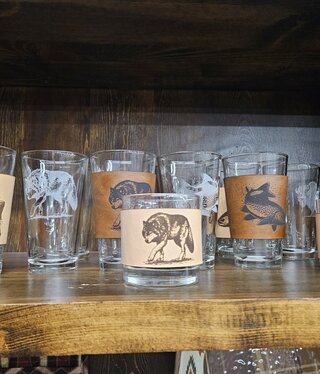 Pioneer PINT Glass with Engraved Leather Sleeve