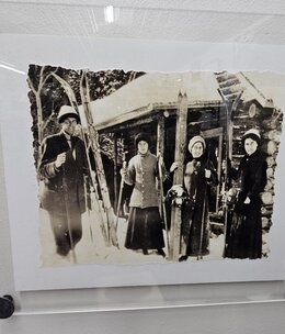 TAC Vintage Ski Lodge III (Skiers at Cabin)