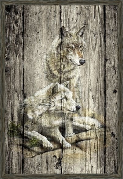 TAC Woodgrain Antiques (Wolf Pair) 29x43