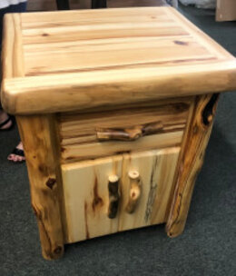 Rustic log Aspen Gnarly FL FR 1Dwr/2Dr Nightstand 29H