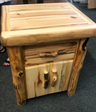 Rustic log Aspen Gnarly FL FR 1Dwr/2Dr Nightstand 29H
