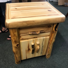 Rustic log Aspen Gnarly FL FR 1Dwr/2Dr Nightstand 29H