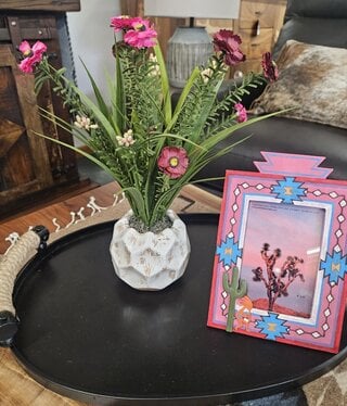 D&W Silks Pink & Burgandy Wildflowers in Pot 17D x 14.5H