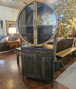 HTD Bowery Tall Round Bar Cabinet 38x18x74