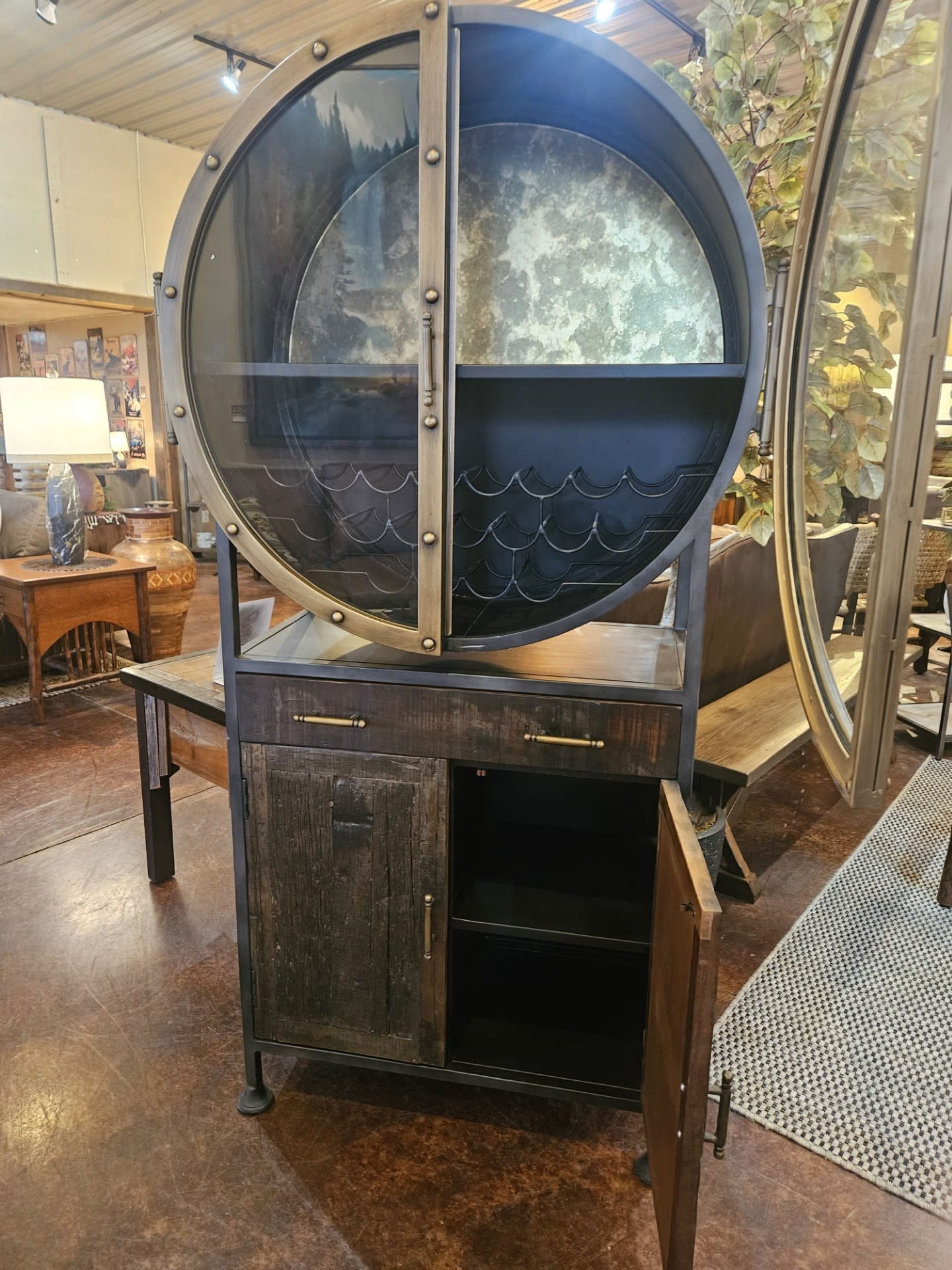 HTD Bowery Tall Round Bar Cabinet 38x18x74